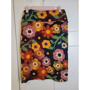 LuLaRoe Floral Pull-on, Stretch Skirt Size M Navy, Burgundy, Gold, Mauve, Green